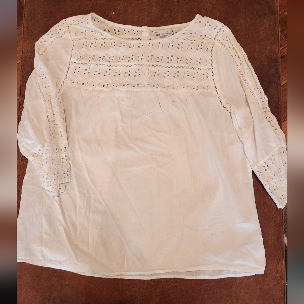 Gap Women's White Eyelet Blouse